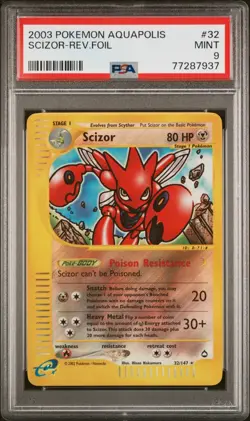 Aquapolis Reverse Holo Scizor PSA 9 REVERSE HOLO 32/147 Pokemon - Image 1