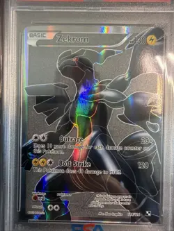 2011 POKEMON BLACK & WHITE ZEKROM FULL ART GRAY BACKGROUND #114 PSA 9 - Image 1