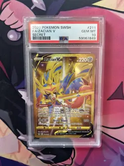 2020 POKEMON SWORD & SHIELD SECRET #211 FULL ART/ZACIAN V PSA 10 - Image 1