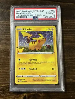 2020 POKEMON SWSH BLACK STAR PROMO #039 PIKACHU-HOLO PSA 10 - Image 1