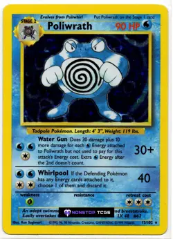 Poliwrath 13/102 Pokemon TCG WOTC Base Set Holo Rare - Image 1