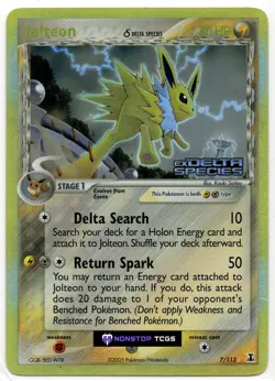Jolteon 7/113 Pokemon TCG EX Series Delta Species Reverse Holo Rare - Image 1