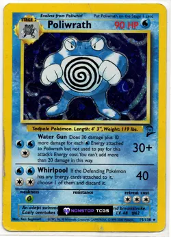 Poliwrath 15/130 Pokemon TCG WOTC Base Set 2 Holo Rare - Image 1