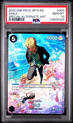 2025 ONE PIECE OP10-ROYAL BLOOD SPECIAL ALTERNATE ART #003 SANJI PSA 10 - Image 1