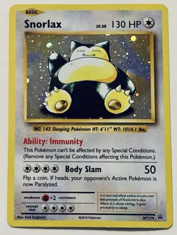 Snorlax XY Promo Card XY179 Holo Black Star Promo Pokemon Card 2016 NEAR MINT - Image 1