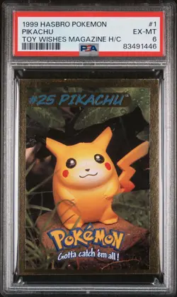 Pikachu Pokemon Card Hasbro Toy Wishes Magazine Foil Hand Cut 1999 PSA 6 POP 3 - Image 1