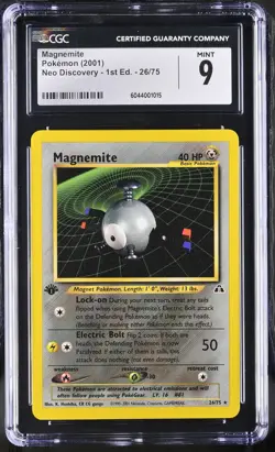 CGC 9 MINT Magnemite Neo Discovery 1st Edition 26/75 Pokemon Card - Image 1