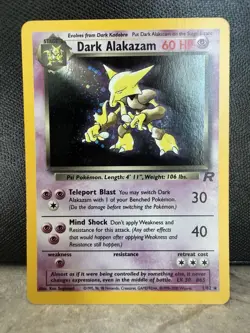 Pokemon TCG Dark Alakazam Holo Rare Card 1/82 Team Rocket NM SWIRL - Image 1