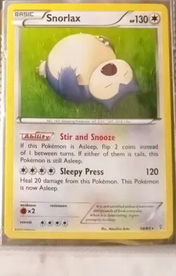 Pokemon TCG Snorlax 2016 Rare Card 58/83 Ungraded Moderately Played Card - Image 1