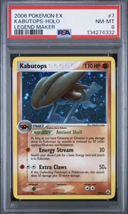 Kabutops 7/92 Holo Rare EX Legend Maker Pokemon Card (PSA 8 NM-MT) - Image 1