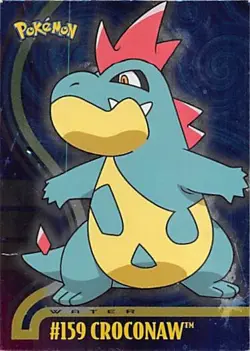 CROCONAW #159 - BLUE LOGO - SILVER HOLO - JOHTO TOPPS POKEMON CARD - HP/DMG - Image 1