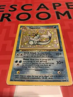 Pokemon TCG Vaporeon Holo Rare Card Jungle 12/64 First Edition - Image 1
