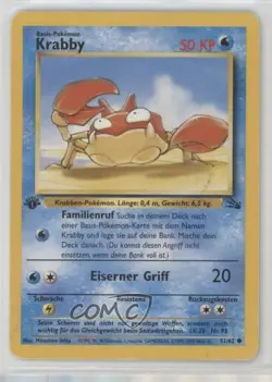 Krabby German 1st Ed. Pokemon Fossil #51 1999 - Image 1