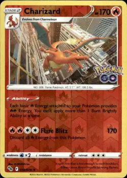 Pokemon Reverse Holo Charizard Pokemon GO 010/078 Near Mint NM - Image 1