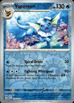 Pokemon reverse holo Vaporeon SV: 151 134/165 Near Mint NM - Image 1