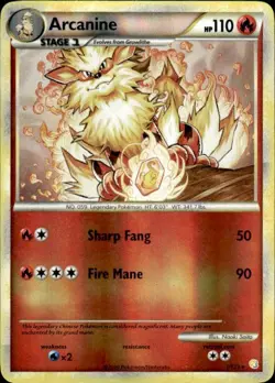 Pokemon Reverse Holo Arcanine HeartGold SoulSilver 1/123 Near Mint NM - Image 1