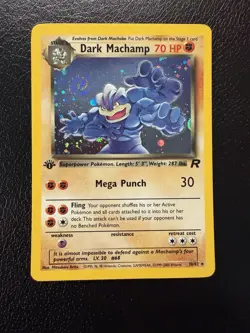 Pokemon TCG 1999 VINTAGE Dark Machamp 10/82 1st edition Holo Swirl 🌀 LP+ - Image 1