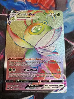 Pokemon Chilling Reign Celebi VMAX Rainbow Secret Rare 199/198 Pack Fresh! - Image 1