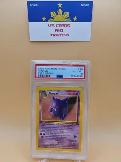 1999 POKEMON FOSSIL 1ST EDITION #20 GENGAR PSA 8 - Image 1