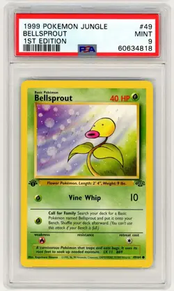 1999 Pokemon Jungle #49 Bellsprout 1st Edition PSA 9 - Image 1