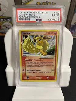 2007 Pokemon Flareon Gold Star EX Power Keepers PSA 6 - Image 1
