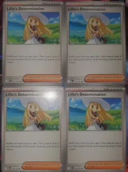 4x Lillie's Determination 119/132 English Pokemon TCG Playset (Mega Evolution) - Image 1