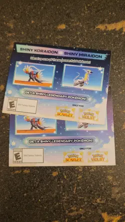 2x Shiny Koraidon & Miraidon Pokemon Scarlet Violet Code Card - Gamestop - Image 1