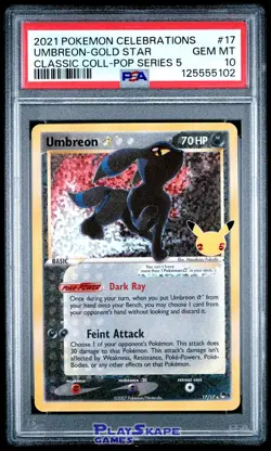 Pokemon Card PSA 10 Umbreon Gold Star 17/17 Pop Series 5 Celebrations Shiny 2021 - Image 1