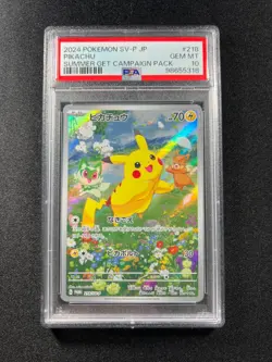 PSA 10 - Pikachu 218/SV-P Summer Get Campaign Pack Promo Pokemon JPN - Image 1