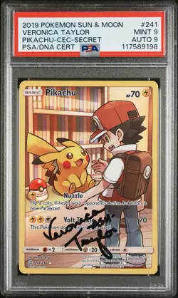 Pikachu 241/236 Cosmic Eclipse SIGNED VERONICA TAYLOR PSA 9 AUTO 9 Pokemon TCG - Image 1