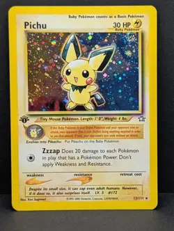 Pichu 12/111 Neo Genesis 1st Edition Holo Rare Pokemon TCG Nintendo Pikachu LP+ - Image 1