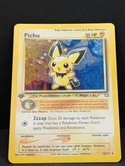 Pichu 12/111 Neo Genesis 1st Edition Holo Rare Pokemon TCG Nintendo Pikachu LP+ - Image 3