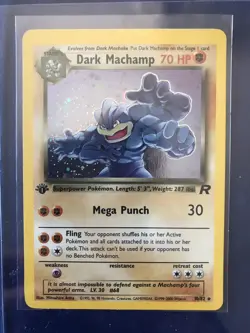 Dark Machamp 1st Edition Holo Team Rocket Pokemon Card 10/82 - Image 1