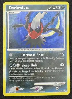 Pokemon Darkrai TCG Holo Rare Card Great Encounters 4/106 HP (Damaged) - Image 1