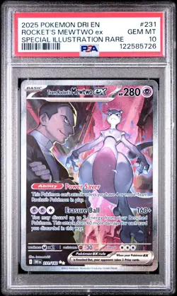 Pokemon TCG Destined Rivals Team Rockets Mewtwo EX Card 231/182 PSA 10 - Image 1