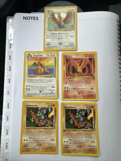 Lot Of (5) Pokemon Base Rare Cards From Fossil & Neo Revelation Played - Image 1