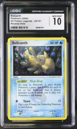 CGC 10 GEM MINT Relicanth EX Hidden Legends 24/101 Reverse Holo Pokemon Card - Image 1