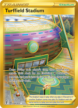 Turffield Stadium 234/203 Golden Secret Rare Evolving Skies Pokemon TCG NM - Image 1