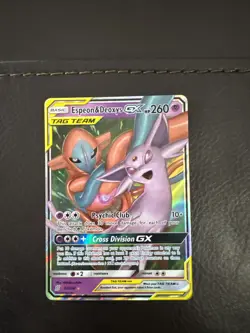 Espeon and Deoxys GX 72/236 Pokemon TCG Unified Minds Tag Team Ultra Rare - Image 1