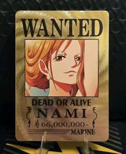 One Piece Nami WANTED Gold Foil Fan Art Collector Card TCG - Image 1