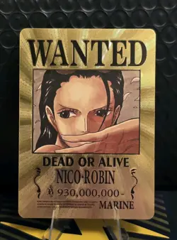 One Piece Nico Robin WANTED Gold Foil Fan Art Collector Card TCG - Image 1