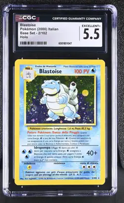CGC 5.5 Italian Blastoise 2000 Base Set 2/102 Holo Pokemon Card - Image 1