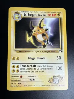 Pokemon TCG Lt. Surge's Raichu Gym Heroes 28/132 Unlimited Rare Card - Image 1