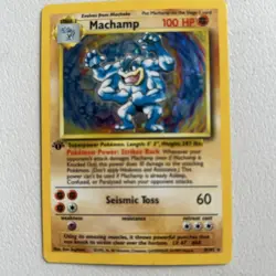 Pokemon TCG Machamp Card 100 HP Holo Seismic Toss Base Set - Image 1