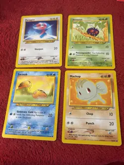 4 Pokemon Cards Neo Destiny-Porygon, Venonat, Swinub, Machop Wotc - Image 1