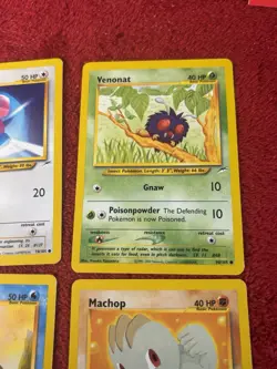 4 Pokemon Cards Neo Destiny-Porygon, Venonat, Swinub, Machop Wotc - Image 4