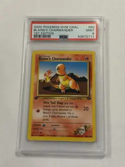 2000 POKEMON GYM CHALLENGE 1ST ED #60 BLAINE'S CHARMANDER PSA 9 Graded Card - Image 1