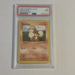 Pokemon TCG Growlithe Base Set, Shadowless Uncommon Card 28/102 PSA 9 - Image 1