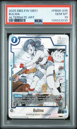 DRAGON BALL CARD GAME FUSION WORLD SB01 MANGA BOOSTER 01 BULMA FB06-035 PSA 10 - Image 1