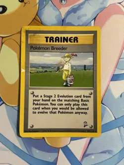 Pokemon Breeder 105/130 - Rare - Vintage English Base Set 2 Pokemon Card - DMG - Image 1